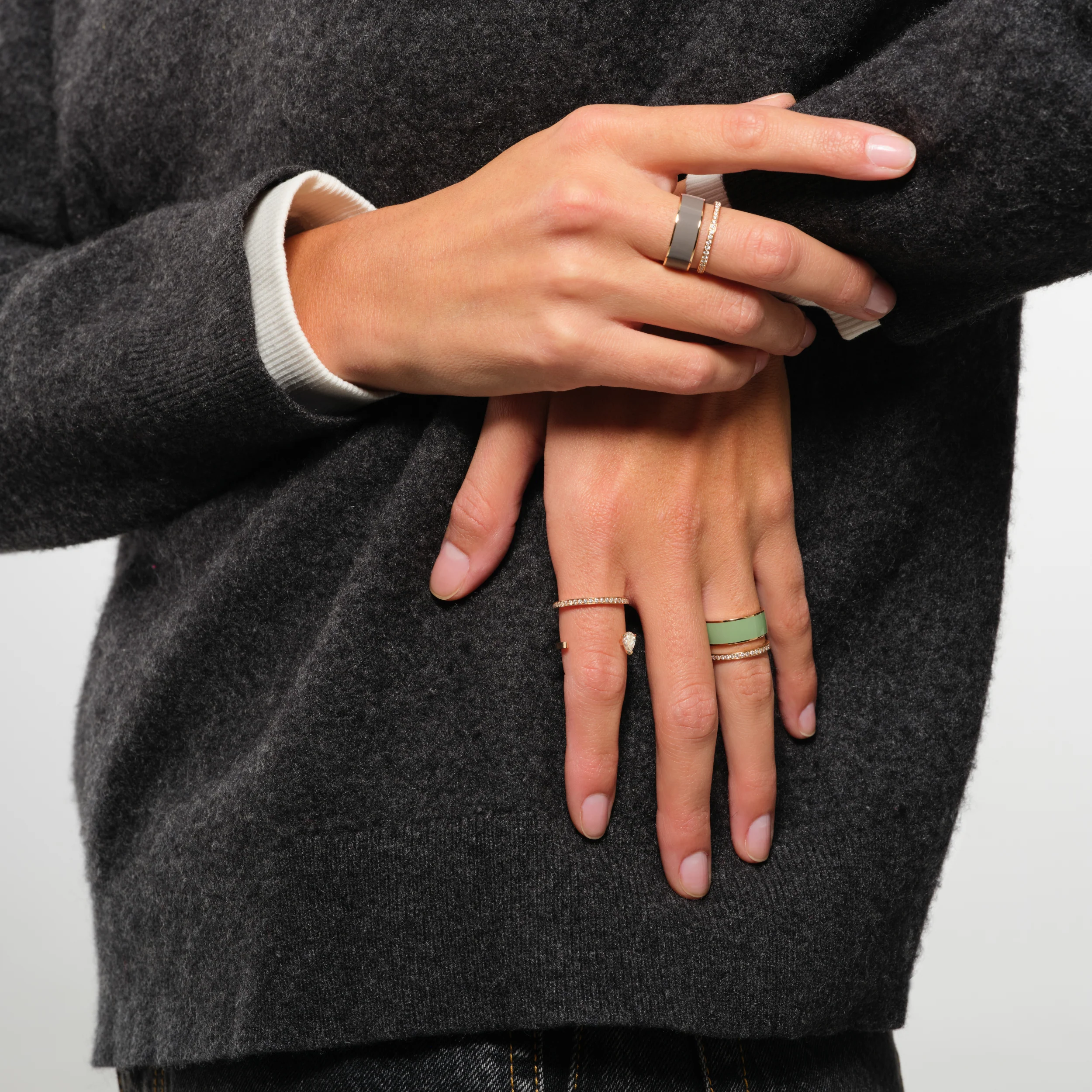 Berbere Chromatic Sage-green lacquer ring - Image 2
