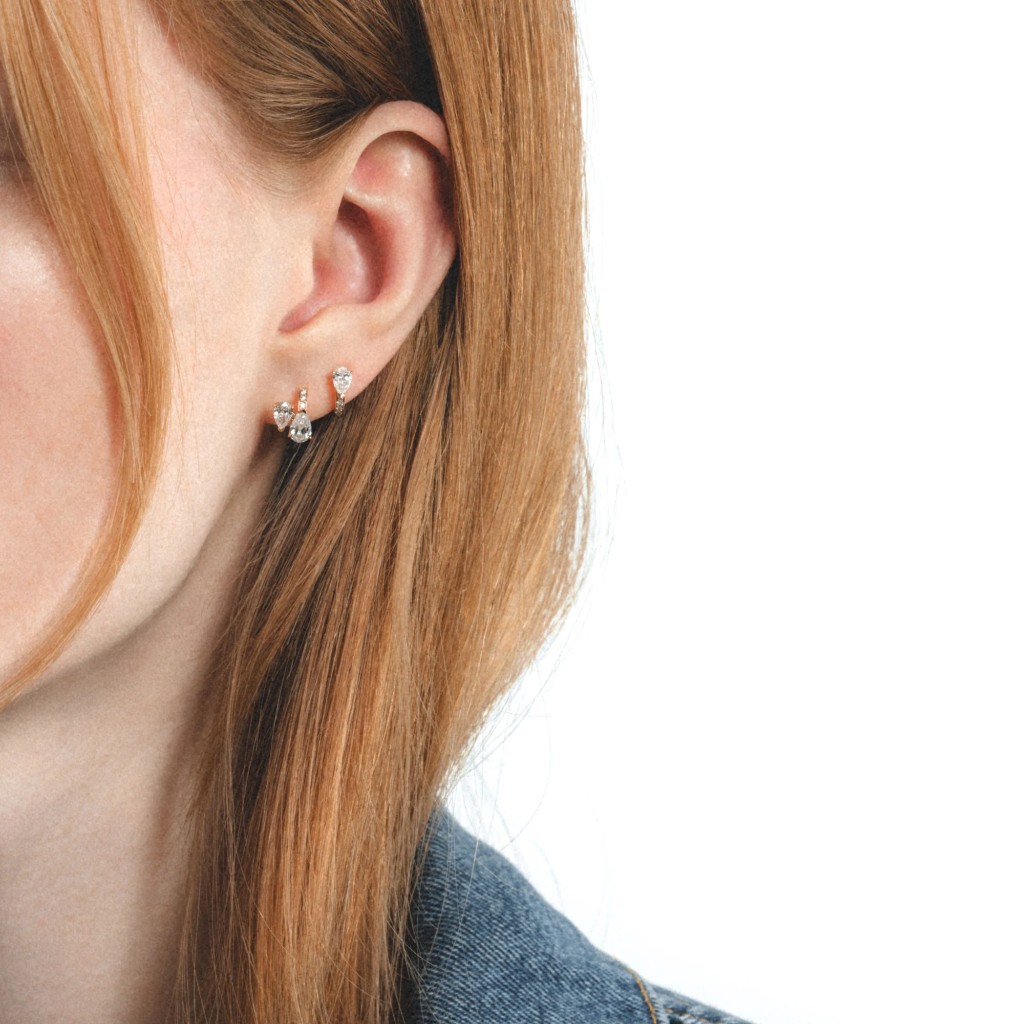 Serti sur Vide earring set with 3 diamonds - Image 2